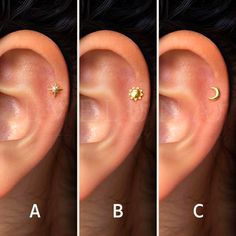 three different types of ear piercings are shown