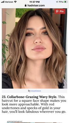 Medium Length Haircut For Fine Hair Square Face, Hair Cuts For Square Face Shape, Hair For Square Face Shape, Rectangle Face Hairstyles, Brown Hair Long Bob, 2023 Haircuts, Hair Color For Morena Skin, Haircuts For Square Faces, 2a Hair