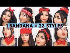 Bandana On Head, How To Wear Bandana, Tie A Bandana, Bandanas Diy, Bandana Outfit, Head Bandana, Bandana Girl