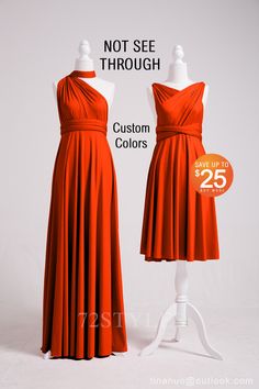 Burnt Orange Infinity Wrap Dress, Bridesmaid Dress, Convertible Multiway Dress Burnt Orange Bridesmaid Dresses