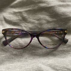 Brand New, Never Worn Authentic Coach Glasses. Super Cute In Color Confetti Purple. Has Clear Lenses In Them Now, Ready To Be Taken To Your Optician To Get Your Prescription Put In Or Can Be Turned Into Sunglasses. Original Price $250, Going For $60- $100 Used. Model #5288 Purple Glasses, Coach Glasses, Coach Accessories, Glasses Accessories, Glasses Frames, Cat Eye Glass, Lenses, Super Cute, Women Accessories