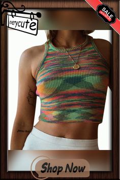 Multicolor Slim Fit Colorful Tank Sweater Tank Sweater, Winter Sweaters, Cardigans, Fall Winter, Slim Fit, Tank Tops, Women's Top, Color