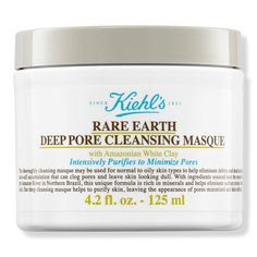 Rare Earth Deep Pore Cleansing Mask - RARE EARTH CLEANSING MASK 5.0OZBenefitsFormulated with Fairly Traded Amazonian White Clay, responsibly sourced by local communities near the mouth of the Amazon RiverHelps reduce excess oil and minimize the look of pores to leave skin visibly more refined and feeling smoothKey IngredientsFairly Traded Amazonian White Clay: known as "magic earth," it has been used for centuries by native Brazilians as a stress relieving, detoxifying therapy; rich in minerals Pore Cleansing Mask, Escentric Molecules, Cleansing Mask, Clay Face Mask, Pore Cleansing, Minimize Pores, Clay Masks, Skin Care Treatments, Clogged Pores