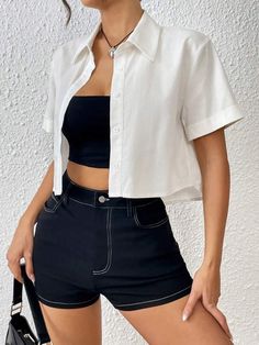 Collar Details, Khaki Fashion, Dressed To Kill, Crop Shirt, White Style, Shirt Sale, Shirt Collar, Sleeve Type, Shoulder Sleeve