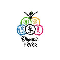 the logo for olympic fever, which is designed in different colors and shapes with an image of