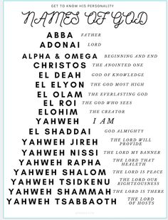 the ten names of jesus on a white background with blue border and text below it