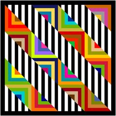 an image of a multicolored pattern with diagonal stripes on black and white background