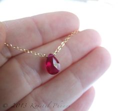 Ruby Necklace - July birthstone, petite lab created gemstone solitaire choker in sterling or gold-fi Minimalist Red Oval Jewelry, Dainty Red Oval Jewelry, Dainty Tiny Red Jewelry, Ruby Wire Wrapped Jewelry Gift, Ruby Wire Wrapped Jewelry As Gift, Wire Wrapped Ruby Jewelry Gift, Dainty Oval Ruby Jewelry, Minimalist Red Teardrop Jewelry, Red Lab