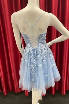 Fancyvestido this short light blue homecoming dress features spaghetti straps, lace qppliques and tie back. You'll feel like a true princess in this ethereal gown. *Shown Color: As pictured Please email me if you want any other colors. *Time: Processing Time + Shipping TimeProcessing Time: 10-15 days; Shipping Time: 3-5 days.If you need this product urgently, or have any questions,please contact our customer service through our live chat or email: contact@modcody.com *Size: Besides stand size 2- Light Blue Dama Dresses, Periwinkle Homecoming Dress, Light Blue Grad Dresses Short, Light Blue Sweet 16 Dresses Short, Light Blue Prom Dress Short, Light Blue Dress Formal Short, Light Blue Puffy Dress Short, Light Blue Dress Short, Light Blue A-line Homecoming Dress