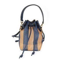 Fendi Blue & Orange Raffia Mini Mon Trsor Bucket Bag 0.5lb Fendi Travel Trunk, Fendi Handbag, Pocket Book, Fendi Bags, Blue Orange, Calf Skin, Bucket Bag, Dust Bag, Fendi