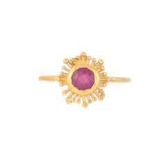 Ruby 14K Gold Vermeil Over Sterling Silver Ring 925 Silver = 2.20 gm. Ruby = 0.70 ct. Ruby is the birthstone for July and is a symbol of energy, power and love. The beautiful Ring measures to be US Size 7 and can be re-sized at no extra cost . The Ring is made by a team of highly trained and skilled artisans. What is Vermeil 14K Gold? It is a thick layer of 14K Gold plating on 925 Sterling Silver. If for any reason you are not completely satisfied, you may return, exchange, replace, or credit yo Gold Rings With Birthstone In Modern Style, Gold Fusion Rings With Birthstone, Gold Fusion Style Rings With Birthstone, Gold Rings With Birthstone, Spiritual Yellow Gold Birthstone Ring, Gold Ruby Ring With Halo For Gift, Rubin Ring, Energy Power, Everyday Rings