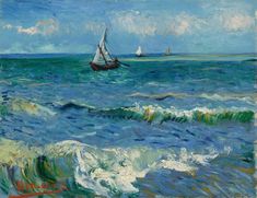 a painting of a sailboat in the ocean