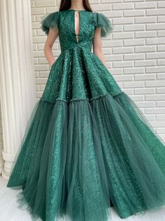 Event Advertisement, Teuta Matoshi, Sparkle Gown, Rose Gown, Green Gown, Princess Gown, Gowns For Girls, Beaded Gown, Beautiful Gowns