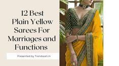 12 Best Plain Yellow Sarees For Marriages and Functions, Events Yellow Colour Saree, Yellow Sarees, Bollywood Sarees, Plain Yellow, Sequin Saree, Yellow Saree