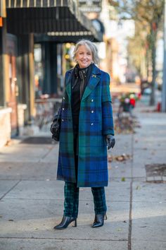 Black Watch plaid coat with Black Watch Plaid velveteen pants for the holiday season- fashion inspo for women over 50 Black Watch Plaid, Black Watch Tartan, Christmas Clothing, Plaid Coat, Women Over 50, Confident Woman, My Day, Tartan Plaid