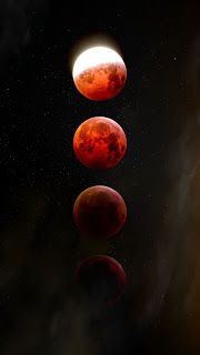 three phases of the moon are shown in this artist's rendering, and it appears to be red