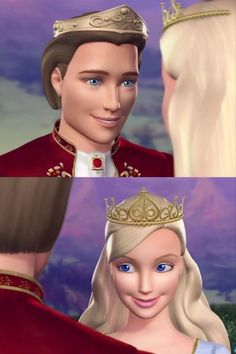 two pictures of the same princess and prince