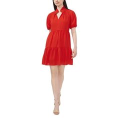 This MSK mini dress features a sheer long sleeve, V Neck with ruffle detailing, and a tired bottom. This flowy dress is airy allowing for comfort and wearable for all occassions. Machine washable. Size: XL.  Color: Red. Tiered Mini Dress With Ruffle Hem, Solid Tiered Mini Dress With Ruffle Hem, Solid Tiered Mini Dress, Flowy Mini Dress With Ruffle Hem, Chic Red Tiered Mini Dress, Red Mini Dress With Ruffle Hem For Spring, Red Tiered Mini Dress For Spring, Flowy Red Knee-length Mini Dress, Tiered Babydoll Dress