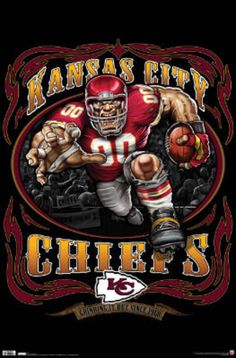 the kansas city chiefs football team is depicted in this t - shirt design, which features an image of a football player