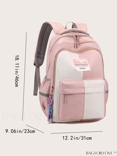 BagForLove - Versatile Colorblock College Backpack with Stylish Design and Multiple Compartments Product Description Color Pink Strap Type Adjustable Composition 100% Polyamide Pattern Type Colorblock Bag Size Medium Material Polyamide Closure Type Zipper Type Classic Backpack Size Chart INCH CM Handle Height Strap Length Bag Height Bag Width Bag Length 2 inch 31.5 inch 18.1 inch 9.1 inch 12.2 inch Handle Height Strap Length Bag Height Bag Width Bag Length 5 cm 80 cm 46 cm 23 cm 31 cm Details Pictures Similar Products h2 { text-align: center; } /* æ¢è¡ */ li{ white-space: normal; word-break: break-all; word-wrap: break-word; } .red-box { width: 100%; display: flex; flex-direction: row; flex-wrap: wrap; justify-content: center; } .red-box > div { width: 190px; height: 250px; margin: 10px; School Color Block Backpack, Color Block School Backpack, Color Block School Bags For Back To School, Back To School Color Block Bags, College Backpack, Details Pictures, Classic Backpack, Word Wrap, White Space