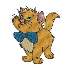 a cartoon cat with a blue bow tie