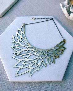 Elegant Laser Cut Jewelry As A Gift, Elegant Laser Cut Jewelry For Gifts, Elegant Laser Cut Jewelry Gift, Laser Cut Metal Jewelry Gift, Modern Laser Cut Jewelry For Gifts, Phoenix Necklace, Laser Cut Leather, Inspired Necklace, Geometric Necklace