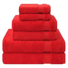 red towels stacked on top of each other