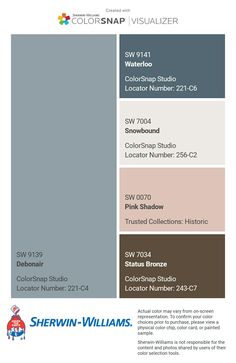 the color scheme for sheryln williams's paint swatches, which are available in