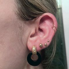 "I love these 14k yellow gold and onyx earrings- they're so retro and go with everything. Onyx disks measures 3/4\" in diameter, and hang 1\" long w/ gold. Layaway available" Gold Onyx Earrings For Pierced Ears, Gold Earrings With Black Enamel In 14k Gold, Modern Gold Earrings With Black Enamel, Gold Minimalist Earrings With Black Enamel, Gold Onyx Pierced Earrings, Round Onyx Pierced Earrings, Yellow Gold Onyx Round Earrings, Round Onyx Earrings, Rosecut Diamond Ring