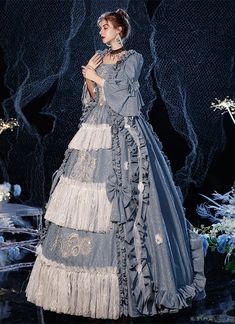 Rococo Baroque Blue Marie Antoinette Dresses 18th Century Renaissance Historical Period Dress Reenactment Clothing Blue Victorian Dress With Ruffles For Wedding, Marie Antoinette Victorian Dress With Ruffles For Costume Party, Blue Vintage Victorian Dress With Baroque Style, Blue Vintage Victorian Dress In Baroque Style, Marie Antoinette Victorian Dress For Costume Party, Blue Victorian Dress With Historical Design, Victorian Blue Dress For Fancy Dress Events, Victorian Blue Dress For Fancy Dress Occasions, Blue Victorian Dress For Fancy Dress Events