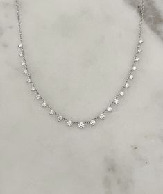 14K Solid White Gold 1.08 Carat Diamonds (VS2-SI G-H) Adjustable Length 14-16 inches Bulk Buying, Diamond Bar, Station Necklace, Jewelry Manufacturers, Fine Jewellery Necklace, Charm Necklaces, On Time, Charm Necklace, Natural Diamonds