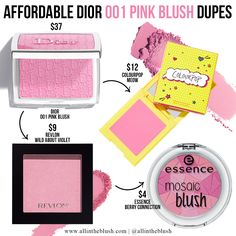 Best Blush Makeup, Dior Blush Swatch, Cool Pink Blush, Dior 001 Pink, Blush Recommendation, Affordable Blush, Pink Blush Makeup, Dior Rosy Glow Blush