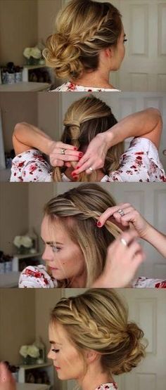 24 Beautiful Bridesmaid Hairstyles For Any Wedding - Lace Braid Homecoming Updo Missy Sue - Beautiful Step by Step Tutorials and Ideas for Weddings. Awesome Pretty How To Guide and Bridesmaids Hair Styles. These are Easy and Simple Looks for Short hair Long Hair and Medium Length Hair - Cool Ideas for Hair at Parties Special Events and Prom #weddinghairstyles Updo Prom, Sanggul Modern, Simple Wedding Hairstyles, Lace Braid, Super Hair, Trendy Wedding Hairstyles, Hair Wedding, Penteado Cabelo Curto, Hairstyles Braids