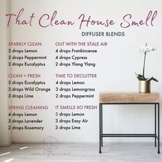 Clean House Smell, Living Essentials Oils, Diffuser Recipes, Essential Oil Diffuser Blends