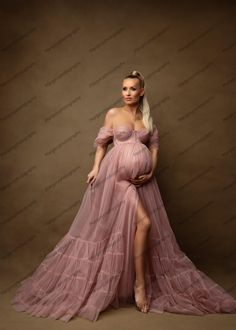 Dusty Pink Mesh Gown Bridal Tulle Pregnancy Dress for Photo Shoot Ruffled Tulle Maternity Gowns Maternity Gown Photography, Pregnancy Dress, Mesh Gown, Gown Bridal, Baby Shower Dresses, Maternity Gowns, Shower Dresses, Maternity Dresses, Dusty Pink