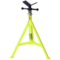 a yellow tripod stand with an electronic device on it's top and bottom