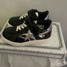 100% Authentic Bape Sta Shark Size 12c. Brand New With Box Grey Sneakers Outfit, Bape Vans, Expensive Sneakers, Bape Kids, Bape Shoes, Bape Sneakers, Bape Black, Bape Sta, Adidas White Sneakers