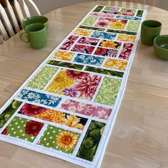 a table runner made out of patchwork squares