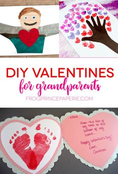 valentine's day crafts for grandparents with handprints and hearts on the table