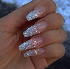 Nails Prom, Coffin Nails Long, Nail Designs Glitter, Ombre Hair Color, Acrylic Nails Coffin, Crystal Nails, Prom Nails, Coffin Nails Designs, Pretty Acrylic Nails