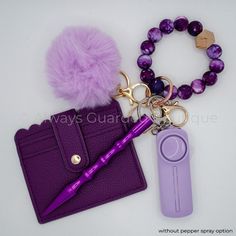 Purple Galaxy Essential Keychain with Wallet without Pepper Spray Purple Keychain, Silicone Bead Wristlet, Diy Safety, Safety Keychain, Pink Car Accessories, Purple Galaxy, Self Defense Keychain, Personal Security, Food Appetizers