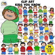 a large group of children with the words clip art kids you know