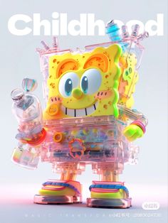 an image of a cartoon character made out of plastic bottles and other things on display