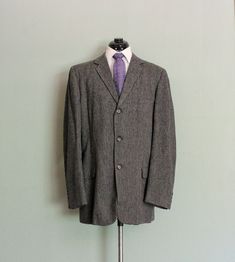 This gray striped sport coat is in problem-free condition and really sharp! We have measurements below. armpit to armpit 20" shoulders 17-3/4" shoulders seam to sleeve end 25-1/2" collar seam to hem bottom (rear) 31-5/8" Mens Blazers, Mens Sport Coat, Blazers For Men, Sport Coat, Grey Stripes, Vintage Men, Made In Usa, Couture, Blazer