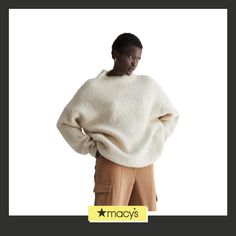 in stock Mock Neck Sweater, White Sweaters, White Cream, Crescent, Neck Sweater, Mock Neck, Wool Blend, Pick Up, In Store