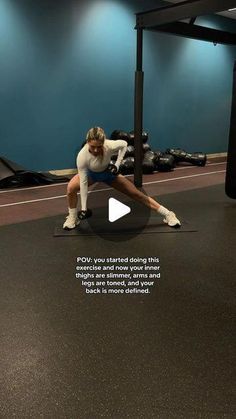 a woman doing squats on a mat in a gym with the caption, how do you start doing this?