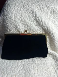 Small black clutch handbag with gold kiss lock closure 2 interior compartments  Bienen - Davis vintage formal Classic Formal Wallets With Gold-tone Hardware, Black Clutch With Fold Over Clasp For Evening, Black Evening Clutch With Fold Over Clasp, Gold Bags With Hasp Closure For Formal Events, Gold Bags With Hasp Closure For Formal Occasions, Formal Gold Bag With Hasp Closure, Elegant Evening Bag With Gold-tone Hardware, Elegant Evening Bag With Gold-tone Hardware For Formal Events, Elegant Formal Evening Bag With Gold-tone Hardware