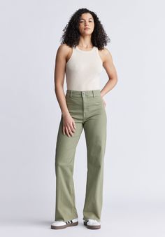 A wide-leg pair of pants with frayed hem, the Adele is a high rise that feature a flat front, back pockets and zip fly. The soft wash gives them a nice lived-in look. Pair Of Pants, Adele, Jeans Dress, Sweater Jacket, Short Tops, Boyfriend Jeans, Women's Pants, Sweater Hoodie, Wardrobe Essentials