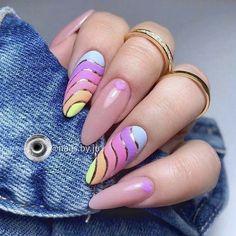 Cute Fall Nail Ideas, Nails With Flower Design, Nail Ideas Designs, Multicoloured Nails, Neon Nail Art Designs, Nails May, Rainbow Nails Design, May Nails, Gel Acrylic Nails