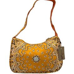 Bandana Paisley Print Small Shoulder Handbag / Hobo Bag - Nwt - Classic Print In A Lightweight Comfy Carry Shoulder Bag - Bag Is Self Standing When Full - Gold Zipper Close At Top - Interior Is Plain Black With One Zip Pouch - New In Manufacturers Packaging - Approx Size: 8.5"L X 5.5"H X 3"W - Other Colors Available Search "Bandana" In My Closet - We Are A Smoke Free Boutique Trendy Yellow Shoulder Bag With Cell Phone Pocket, Yellow Shoulder Bag With Cell Phone Pocket, Vintage Yellow Bag With Removable Pouch, Vintage Yellow Pouch Bag, Retro Yellow Shoulder Bag With Adjustable Strap, Yellow Satchel Shoulder Bag With Cell Phone Pocket, Yellow Rectangular Baguette Bag For Everyday, Trendy Yellow Handheld Shoulder Bag, Yellow Vintage Bags